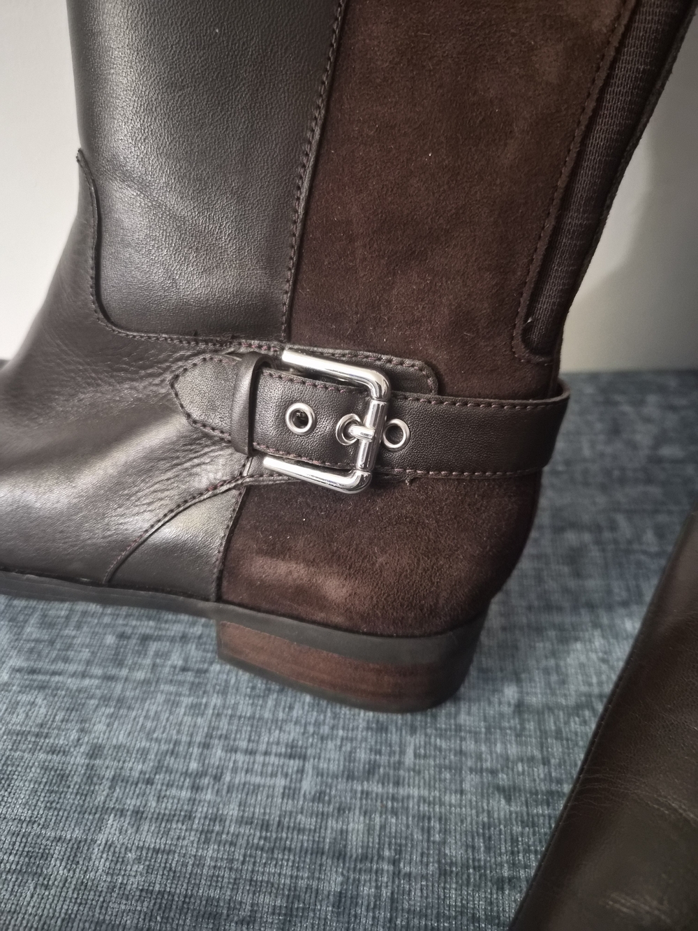 Marc Fisher Tall Leather & Suede Riding Boots in Dark Brown - Picture 11 of 12
